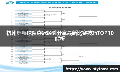 杭州乒乓球队夺冠经验分享最新比赛技巧TOP10解析